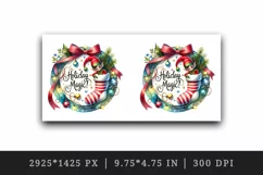 Watercolor Christmas wreath pine branches baubles sock elf quote print 20 oz tumbler skinny mug wrap clipart t-shirt sublimation printable design