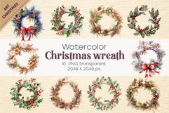 Watercolor Christmas wreath. PNG, Clipart. Product Image 1