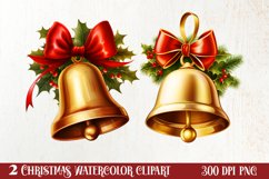 Watercolor Christmas Wreath Sublimation Clipart, Christmas S Product Image 1
