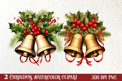 Watercolor Christmas Wreath Sublimation Clipart, Christmas S Product Image 1