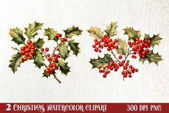 Watercolor Christmas Wreath Sublimation Clipart, Christmas S Product Image 1