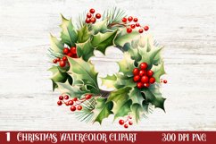 Christmas Wreath Clipart, Christmas Wreath Clipart Product Image 1