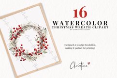 16 Watercolor Christmas Wreath Clipart Product Image 2