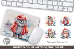 Mouse Pad Watercolor Christmas Yeti Product Image 1