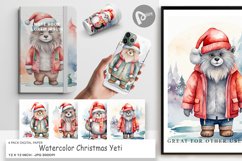 Digital Paper Watercolor Christmas Yeti Product Image 1