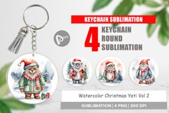 Keychain Watercolor Christmas Yeti Product Image 1
