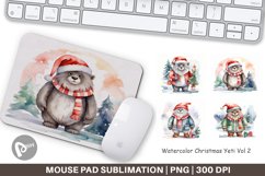 Mouse Pad Watercolor Christmas Yeti Product Image 1