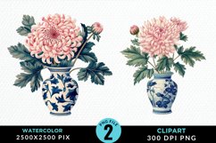 Watercolor Chrysanthemum Flowers Clipart Bundle Product Image 2
