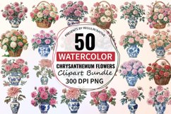 Watercolor Chrysanthemum Flowers Clipart Bundle Product Image 1