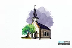 Watercolor Church Sublimation PNG Clipart Product Image 1