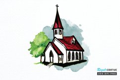 Watercolor Church Sublimation PNG Clipart Product Image 1