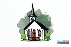 Watercolor Church Sublimation PNG Clipart Product Image 1