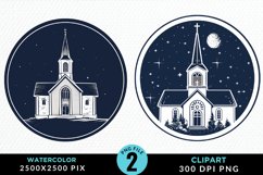 Watercolor Church Graphic Clipart Product Image 1