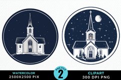 Watercolor Church Graphic Clipart Product Image 1