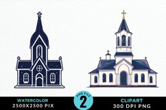 Watercolor Church Graphic Clipart Product Image 1
