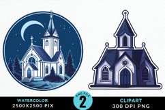 Watercolor Church Graphic Clipart Product Image 1