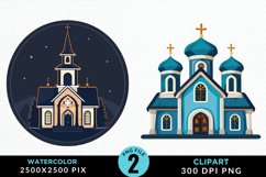 Watercolor Church Graphic Clipart Product Image 1