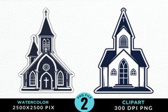 Watercolor Church Graphic Clipart Product Image 1