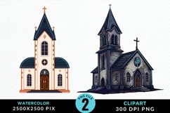 Watercolor Church Exquisite Clipart Product Image 1