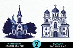 Watercolor Church Exquisite Clipart Product Image 1