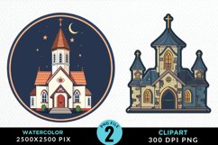 Watercolor Church Exquisite Clipart Product Image 1