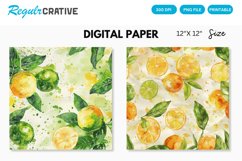 Watercolor Citrus Fruits Seamless Digital Paper Product Image 1