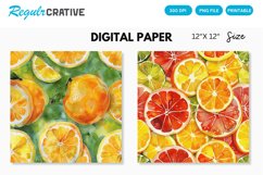 Watercolor Citrus Fruits Seamless Digital Paper Product Image 1