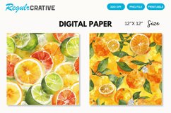 Watercolor Citrus Fruits Seamless Digital Paper Product Image 1