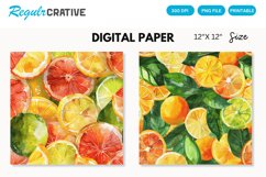 Watercolor Citrus Fruits Seamless Digital Paper Product Image 1