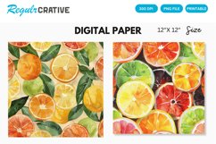 Watercolor Citrus Fruits Seamless Digital Paper Product Image 1