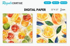 Watercolor Citrus Fruits Seamless Digital Paper Product Image 1
