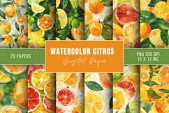 Watercolor Citrus Fruits Seamless Digital Paper Bundle Product Image 1
