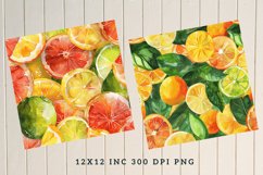 Watercolor Citrus Fruits Seamless Digital Paper Bundle Product Image 7