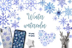 Snowflakes Watercolor Cliparts Set Product Image 1