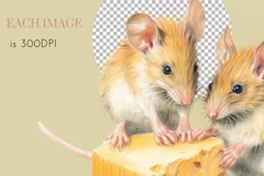 Cute Mice With Cheese 1 PNG | Watercolor Clipart Product Image 2