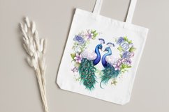 Couple Peacock Heart Watercolor Sublimation Clipart Product Image 8