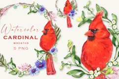 Watercolor Red Cardinal clipart, Christmas Memorial Ornament Product Image 1