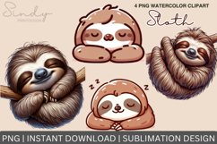 Sloth Christmas Celebration Clipart Collection Product Image 1