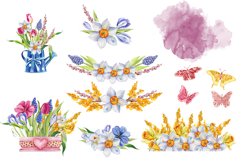 Watercolor Spring flowers, Bouquet flowers Product Image 2