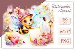 Cute watercolor bee - perfect for your project! This gentle drawing will add playfulness and charm to your design. Use it for creating cards, web design, and much more. #watercolorclipart #bee #drawing