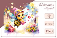 Cute watercolor bee - perfect for your project! This gentle drawing will add playfulness and charm to your design. Use it for creating cards, web design, and much more. #watercolorclipart #bee #drawing