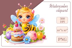 Cute watercolor bee - perfect for your project! This gentle drawing will add playfulness and charm to your design. Use it for creating cards, web design, and much more