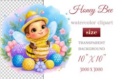 Cute watercolor bee - perfect for your project! This gentle drawing will add playfulness and charm to your design. Use it for creating cards, web design, and much more