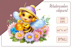 Cute watercolor bee - perfect for your project! This gentle drawing will add playfulness and charm to your design. Use it for creating cards, web design, and much more