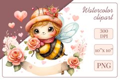 Cute watercolor bee - perfect for your project! This gentle drawing will add playfulness and charm to your design. Use it for creating cards, web design, and much more. #watercolorclipart #bee #drawing