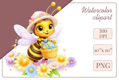 Cute watercolor bee - perfect for your project! This gentle drawing will add playfulness and charm to your design. Use it for creating cards, web design, and much more