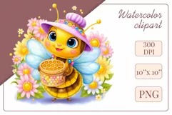 Cute watercolor bee - perfect for your project! This gentle drawing will add playfulness and charm to your design. Use it for creating cards, web design, and much more