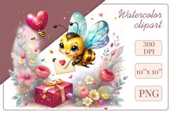 Cute watercolor bee - perfect for your project! This gentle drawing will add playfulness and charm to your design. Use it for creating cards, web design, and much more. #watercolorclipart #bee #drawing
