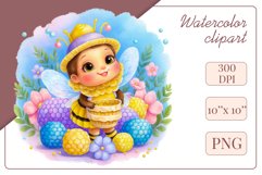 Cute watercolor bee - perfect for your project! This gentle drawing will add playfulness and charm to your design. Use it for creating cards, web design, and much more