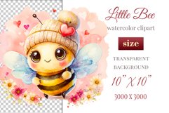 Cute watercolor bee - perfect for your project! This gentle drawing will add playfulness and charm to your design. Use it for creating cards, web design, and much more. #watercolorclipart #bee #drawing